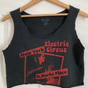 John Galt Brandy Melville Electric Circus raw edge crop top.